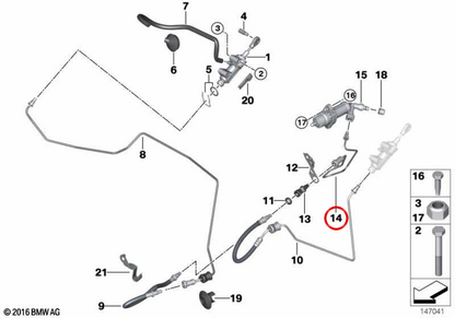 OEM hydraulic pipe 21526784404 for BMW E90, E91, E92, E93. Original BMW.