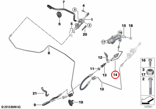 OEM hydraulic pipe 21526784404 for BMW E90, E91, E92, E93. Original BMW.