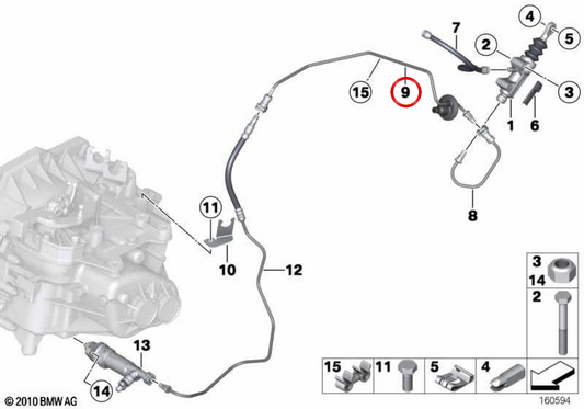 Conduit d'embrayage OEM 21526863948 pour MINI R56, R56 LCI, Clubman R55, Cabrio R57, Coupé R58, Roadster R59... et plus encore. MINI d'origine.