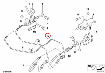 Hydraulikschlauch mit Druckrohr OEM 21526864475 für BMW E81, E82, E87, E88, E90, E91, E92, E93, E84. Original BMW.