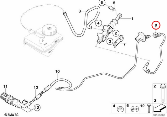 OEM Clutch Pressure Pipe 21527509238 for MINI R50, R52, R53. Original MINI.