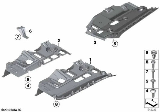 Revestimiento de vano reposapiés acompañante OEM 51459184132 para BMW X3 F25, X4 F26. Original BMW.