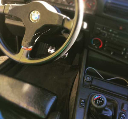 Leather change knob with 5 -speed Embelector OEM 25112225873 for BMW E30. Original BMW.