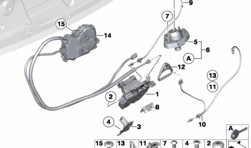 Cable de apertura de emergencia maletero OEM 51247198888 para BMW F01, F01N, F02, F02N, F04. Original BMW.