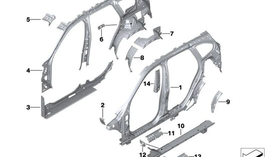Refuerzo entrada derecha OEM 41007436188 para BMW F46 y F49. Compatible con todos los modelos mencionados. Recambio original BMW.