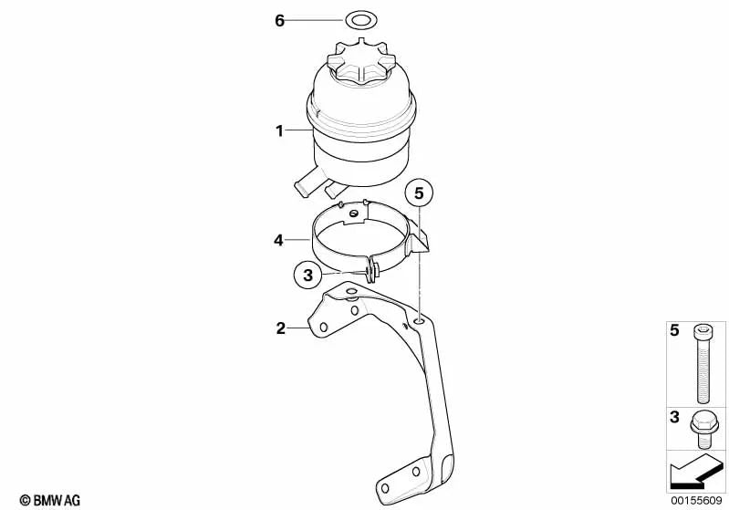 Supporto del contenitore dell'olio per BMW X3 E83N (OEM 32413415389). BMW originale