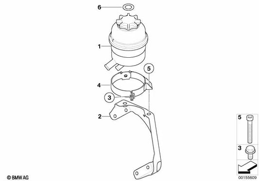 Supporto del contenitore dell'olio per BMW X3 E83N (OEM 32413415389). BMW originale