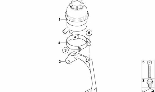 Soporte depósito de aceite OEM 32413417598 para BMW X3 E83. Original BMW.