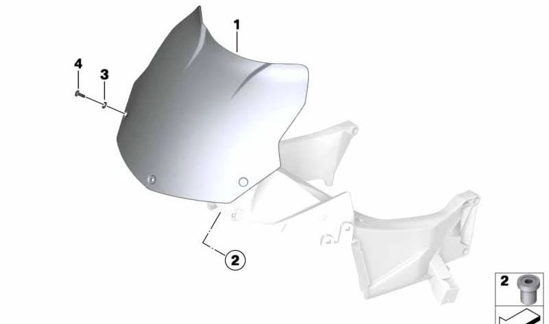 Cúpula parabrisas baja OEM 71607699114 para BMW Motorrad R 1200 GS (K50), R 1200 GS Adventure (K51), R 1250 GS (K50), R 1250 GS Adventure (K51). Original BMW Motorrad.