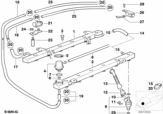 Direcionamento de combustível para BMW 7 E38 Series (OEM 13531704094). BMW original