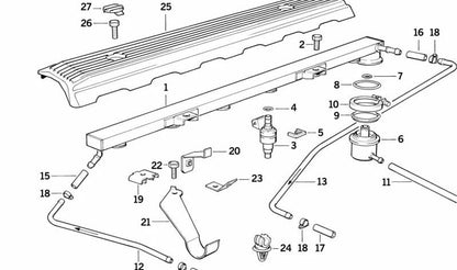 Kit de tubo de combustible + abrazadera OEM 13311703488 para BMW E34. Recambio original BMW.