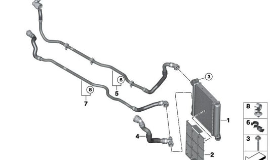 Soporte de manguera OEM 12528577055 para MINI F55, F56, F57, F54, F60, F70, F74, F78, U10, U11, U12 y BMW G11, G12, G14, G15, G16, G30, G31. Original MINI y BMW.