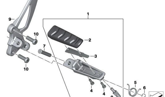 Rest-Pies Izquierdo OEM 46717671075 para motocicletas BMW R1200R, R1200ST. BMW Motorrad original.