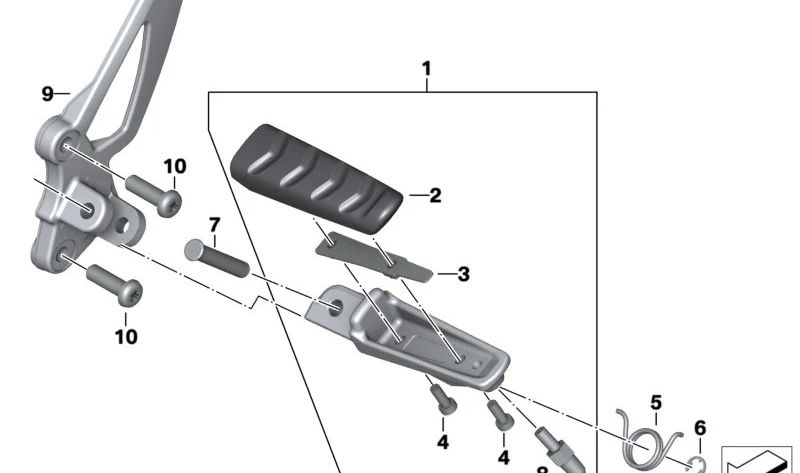 Apoio para os pés esquerdo OEM 46717728691 para motocicletas BMW R nineT, R1200 R. Originais BMW Motorrad.