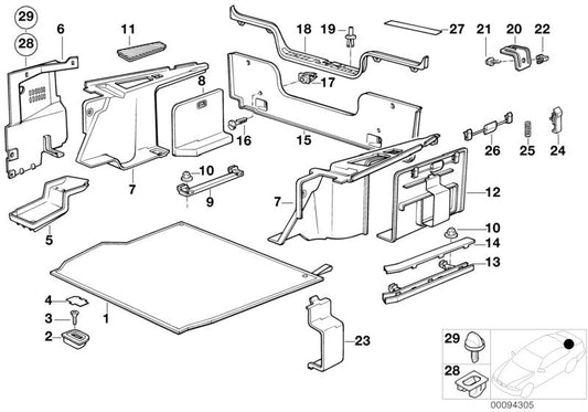 CLOSURE OF BOARD OEM 51471947370 FOR BMW E30 316I, 318I, 320i. Original BMW piece.