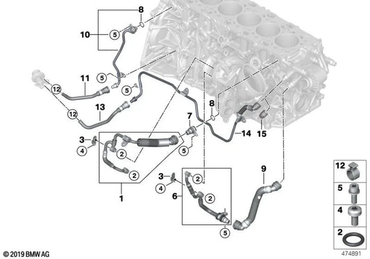 BMW Turbolader Butt Driver 5 G30 -Serie, G31, 7 G11, G12, X5 G05, X6 G06, X7 G07 (OEM 115385757555). Original BMW.