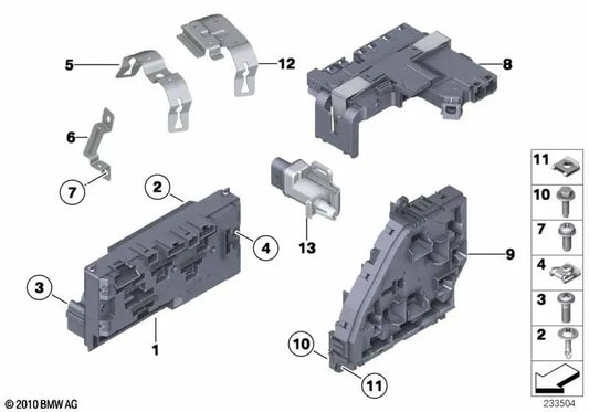Distribuidor de potência traseiro para BMW F07, F10, F11, F18, F06, F12, F13, F01, F02, F04 (OEM 61149210857). BMW originais.
