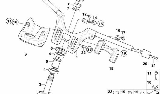 Ponte do guidão inferior OEM 32717680022 para BMW K1200GT (2006-2008), K1300GT (2008-2010) Motorcycles. BMW Motorrad original.