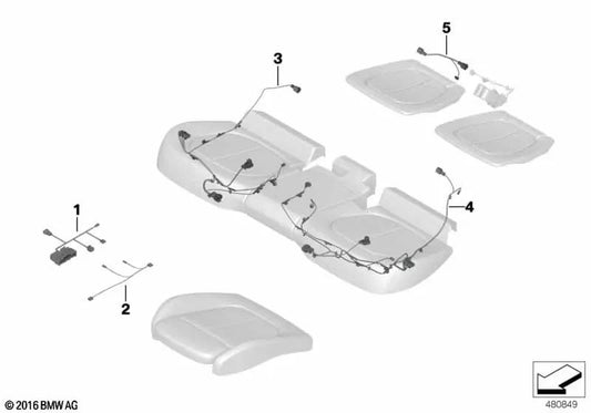 Wiring Harness Driver Side Seat for BMW 2 Series F46, X1 F48 (OEM 61129363738). Original BMW