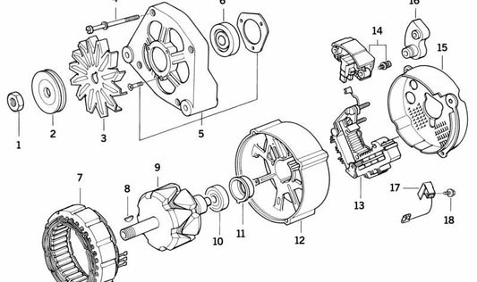 Polia alternadora OEM 12311739200 para BMW E36 e E34. BMW original sobressalente.