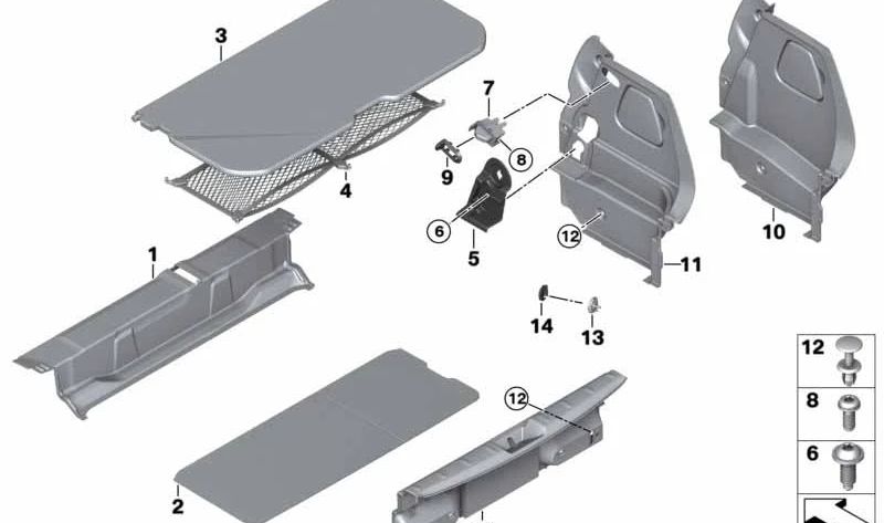 Revestimiento compartimento de equipajes derecho OEM 51477298594 para MINI F56, F56 BEV, F56 LCI... y más. Original MINI.