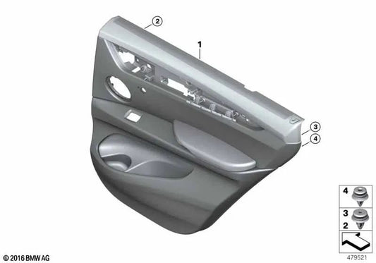 Acabamento de couro da porta traseira esquerda para BMW F15 (OEM 51427375353). BMW original