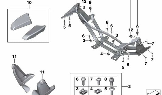 Juego acolchado reposabrazos acompañante OEM 77258555058 para motos BMW K1600 GTL, K1600 GT... y más. Original BMW Motorrad.