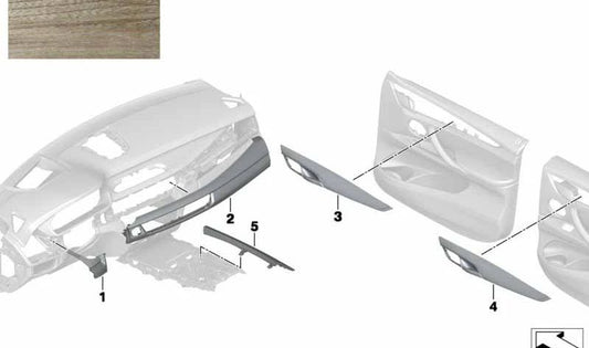 Moldagem de madeira Central Pospicado OEM 51457985932 para BMW F15, F85, F16, F86. BMW original.