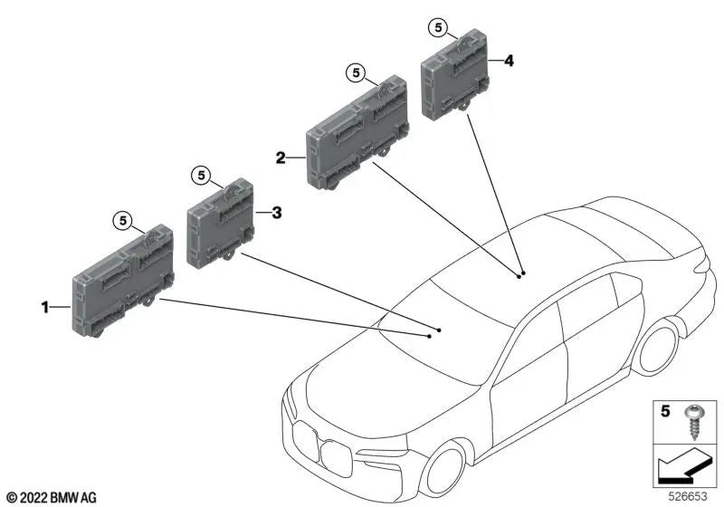 Côté de commande de porte d'entrée du compagnon pour BMW G70, I20 (OEM 6135A70CA3). BMW d'origine
