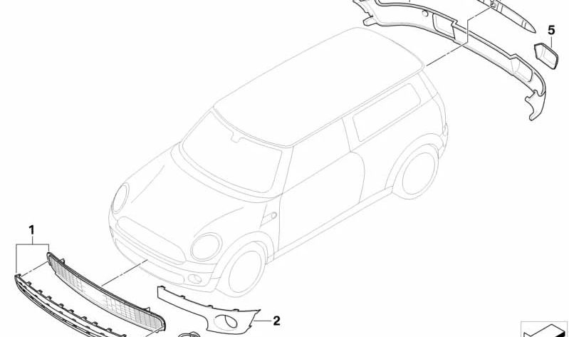 Tapa embellecedora derecha imprimada OEM 51112755690 para MINI R55 y R56 (todos los modelos compatibles). Pieza original MINI.