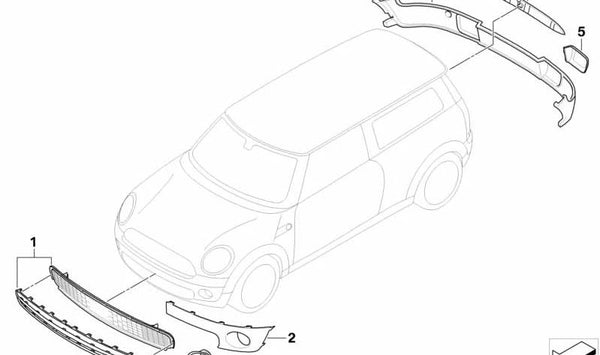 Tapa embellecedora derecha imprimada OEM 51112755690 para MINI R55 y R56 (todos los modelos compatibles). Pieza original MINI.