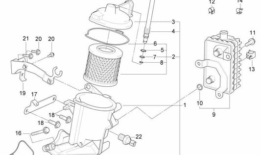 Ölfilter mit Verbindung mit BMW E36 Ölkühler (OEM 11422246757). Original BMW