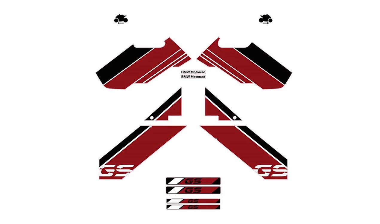 Set adesivi GS OEM 77315A0AF20 per BMW R 1200 GS Adventure, R 1250 GS Adventure. BMW Motorrad originale.