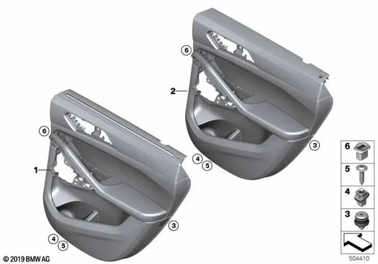 Links hintere Türauskleidung für BMW X6 G06, G06N (OEM 51429474381). Original BMW.