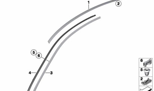 Right side frame moulding for BMW F13, F13N (OEM 51767275792). Original BMW