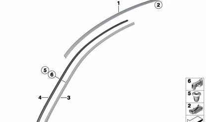 Moldura techo izquierda imprimada OEM 51137302971 para BMW F13 y F13N. Pieza original BMW.