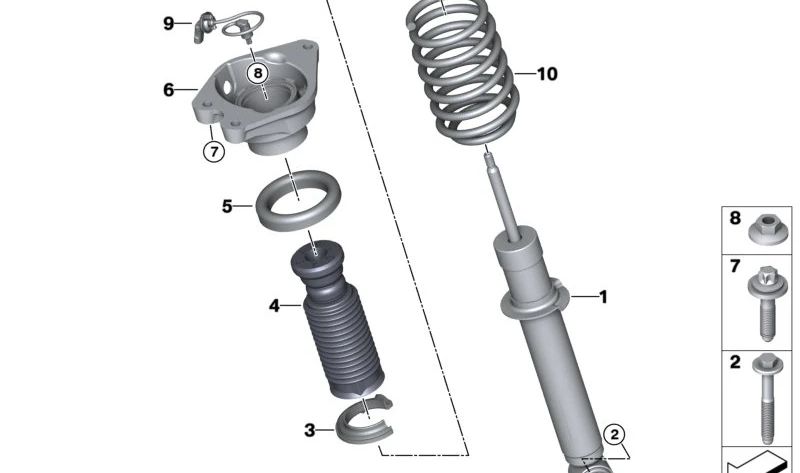 Rear shock absorber for BMW i I12N (OEM 37106890693). Original BMW