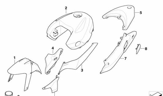 Revestimiento lateral derecho OEM 46637728464 para BMW Motorrad R1200R K27. Original BMW Motorrad.