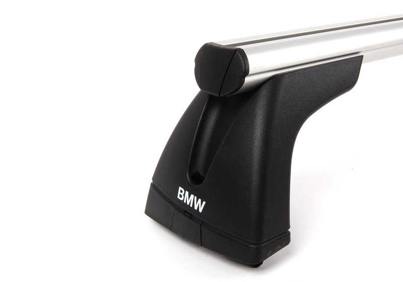 Barras de techo OEM 82710433991 para BMW E82 (todos los modelos compatibles). Sistema antirrobo, aluminio resistente, carga máx. 75 kg. Original BMW.