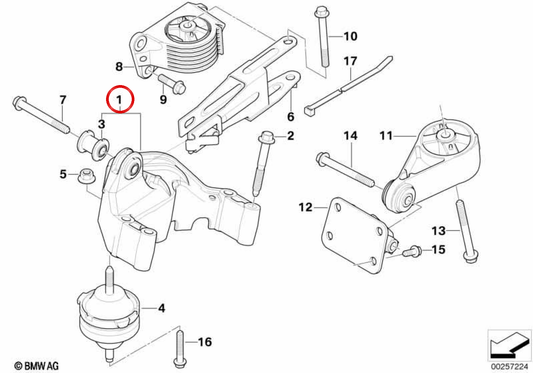 Engine mount OEM 22111514490 for MINI R50 One, Cooper and R53 Cooper S... and more. Original MINI.