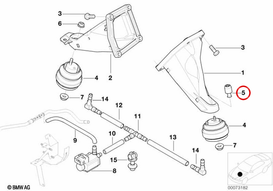 Supporto motore OEM 22116751322 per BMW E38. BMW originale.
