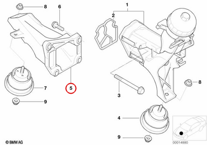 OEM Right Motor Support 22116754185 für BMW E46. Original BMW.