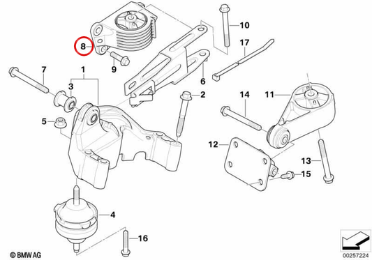 Support moteur avec silentbloc OEM 22116756405 pour MINI R50 One, One 1.4i, One 1.6i, Cooper et R53 Cooper S… et plus. Original MINI.