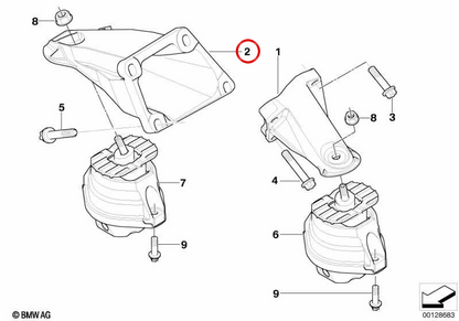 OEM Right Motor Support 22116761114 für BMW E60, E61, E63, E64. Original BMW.