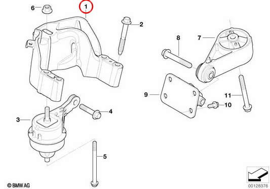 Montagem do motor dianteiro OEM 22116763252 para MINI Cooper R50, R53, Cabrio R52. MINI originais.