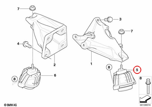 Engine mount for BMW E81, E82, E87, E88, E90, E91, E92, E93, E84. Genuine BMW. . Genuine BMW