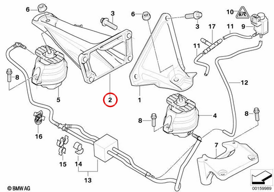RIGHT MOTOR SUPPORT 22116770632 FOR BMW E60, E61, E63, E64. Original BMW.