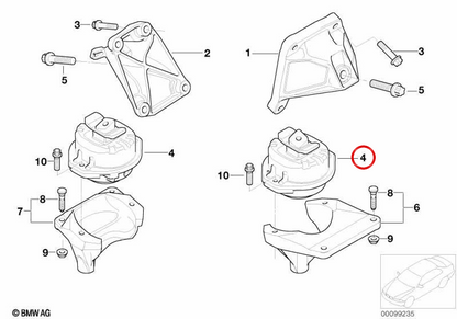 Supporto motore OEM 22116770790 per BMW E65, E66. BMW originale.