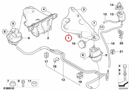 Prise en charge du moteur gauche OEM 22116790021 pour BMW E70, E71. BMW d'origine.