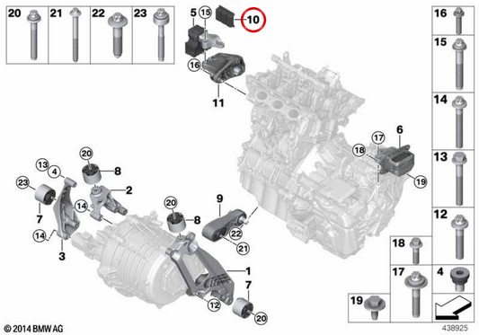 Sospensione TOPE OEM 22116863795 per BMW I12, I15. BMW originale.